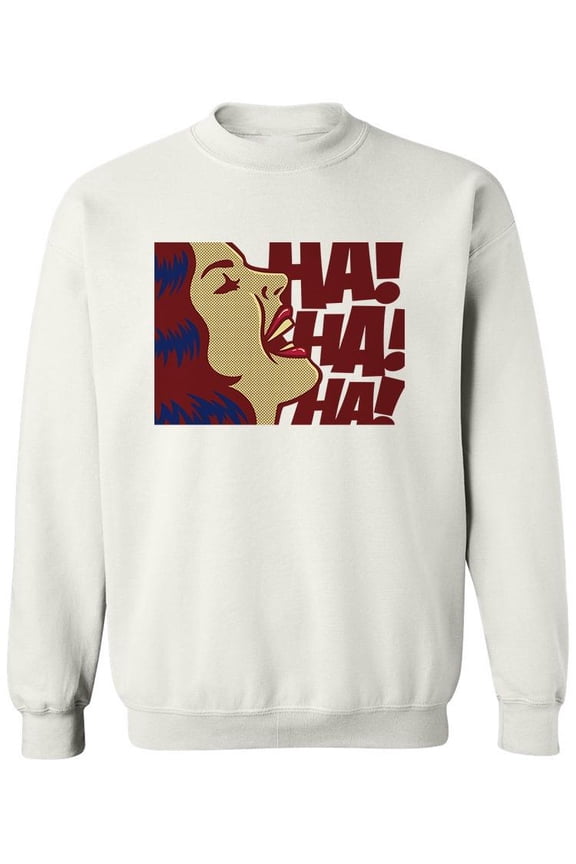 Pop Art Woman Laughing Sweatshirt Men -Image by Shutterstock, Male 5X-Large