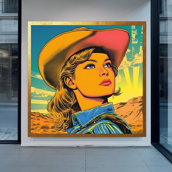 Pop Art Woman Print Retro Comic Book Style, Unframed Paper Poster 24x36in