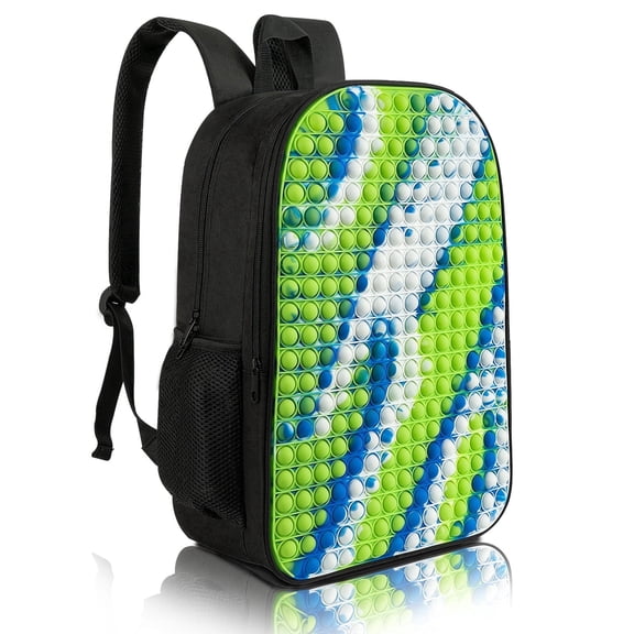 Pop it Backpack Large Fidget Toys Backpack, Decompression, Improve Focus, Silicone panels with nylon, 17.3" tie-dye green