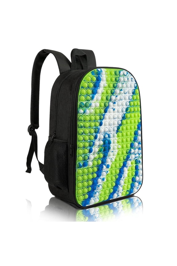 Pop it Backpack Large Fidget Toys Backpack, Decompression, Improve Focus, Silicone panels with nylon, 17.3" tie-dye green