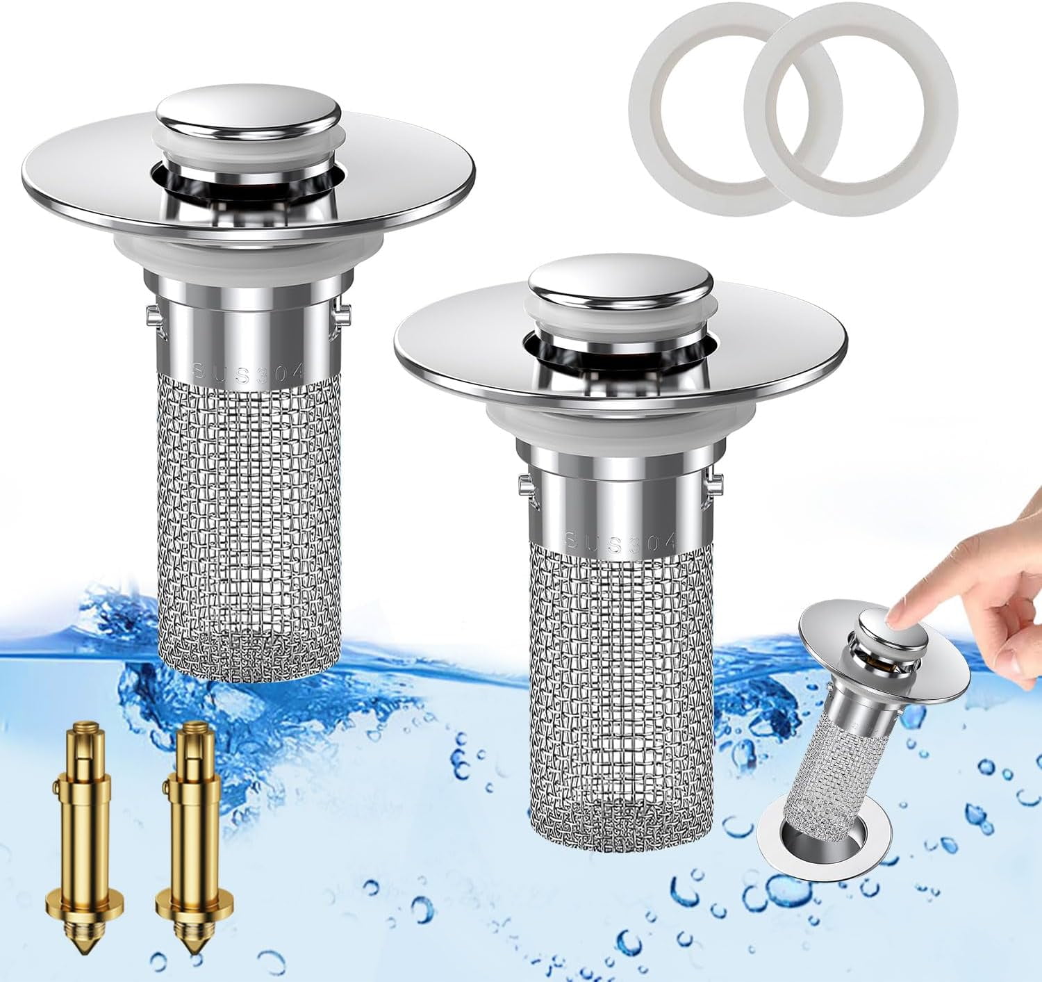 Pop Up Bathroom Sink Drain Strainer, Hair Catcher, Sink Drain Strainer ...