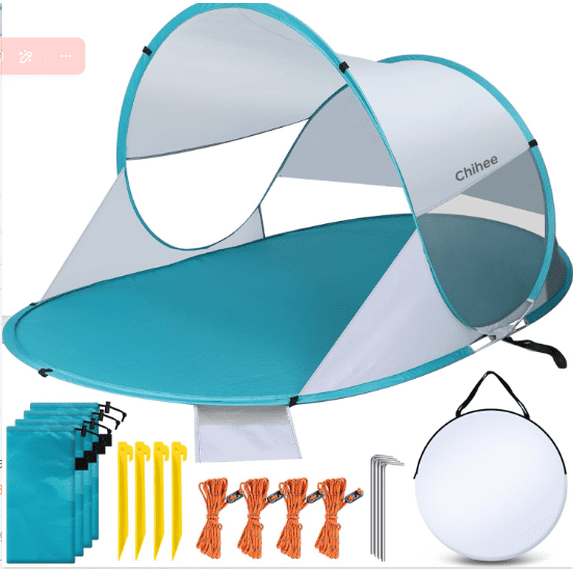 Pop Up Beach Tent for 1-2 Person Instant Automatic Sun Shelter with UV Protection Silver Coated Fabric Breathable Mesh, Lightweight Portable Beach Shade with Sandbags for Beach Camping Picnic