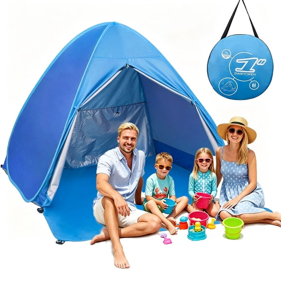 Pop Up Beach Tent Canopy Cabana, Portable Sun Shade Shelter with UPF 50+ Protection, Lightweight Outdoor Cabins for 2-3 Adults Ideal for Backyard, Lake, Fishing & Touring,XL