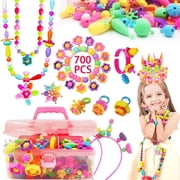 Somnr Pop Beads, 700+ Pcs Jewelry Making Kit, DIY Arts and Crafts for Age 3+Year Old Girls, Kids Creative DIY Set with Necklace, Bracelet, Rings