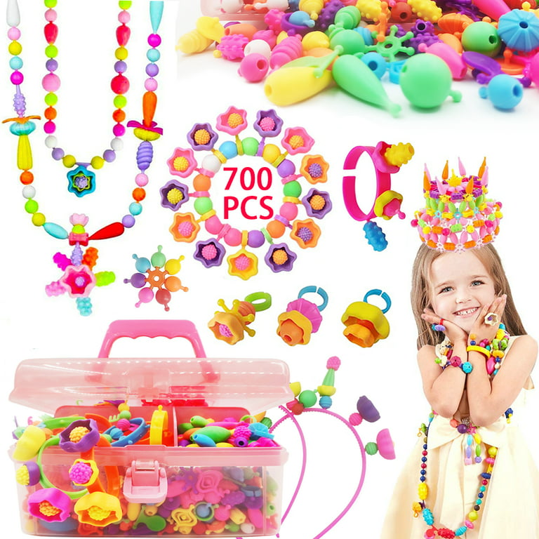 250-700PCS Girls DIY Bead Set Jewelry Making Kit for Kids Pearl