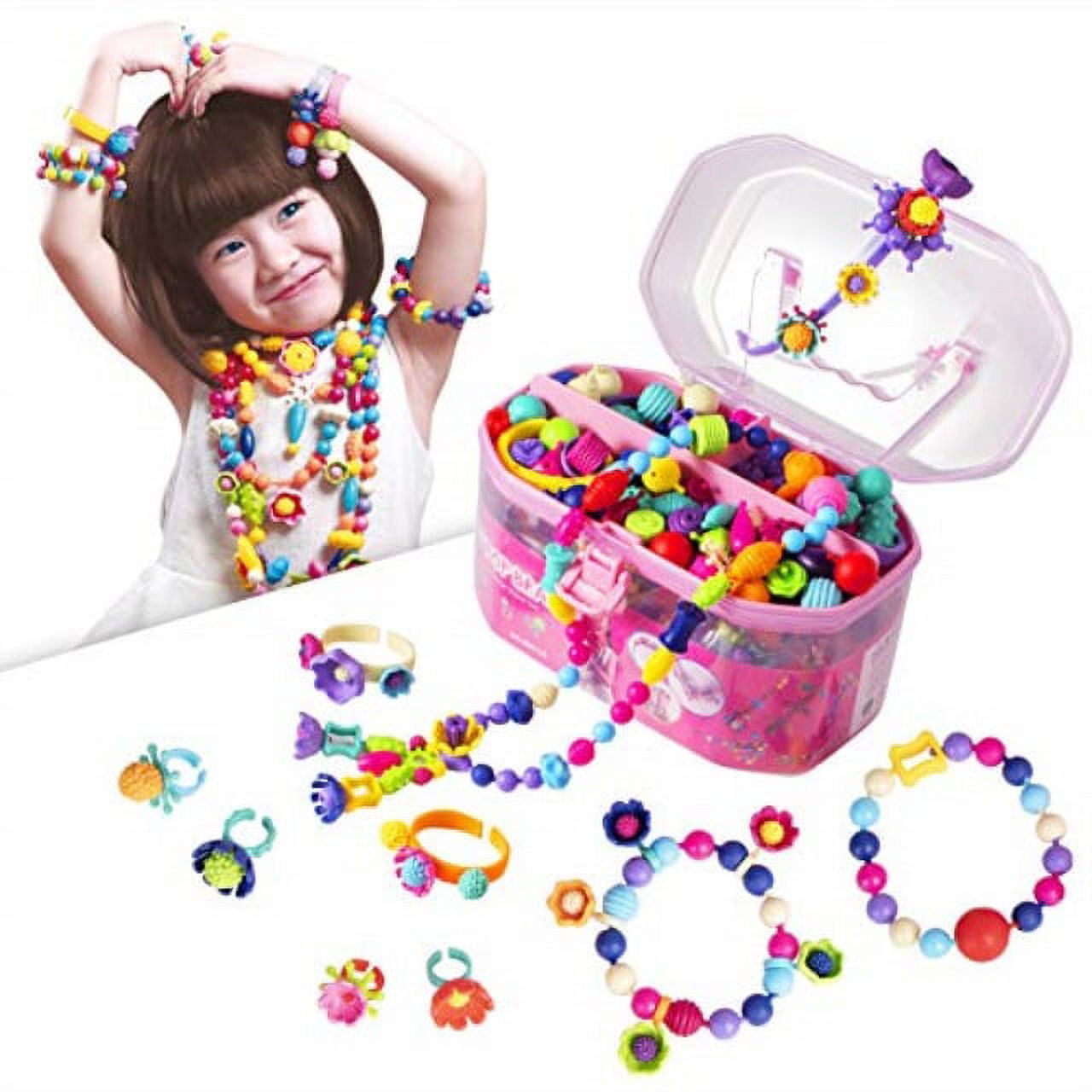 POMIKU Wooden Bead Kits for Kids 4-6, Jewelry Toys for 4, 5, 6, 7 Year Old  Girls Birthday Christmas Gifts, Alphabet Necklace Making Kit