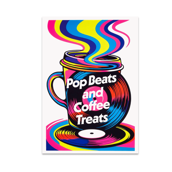 Pop Beats and Coffee Treats Wall Art - Music Lovers - 13x19 Poster Print