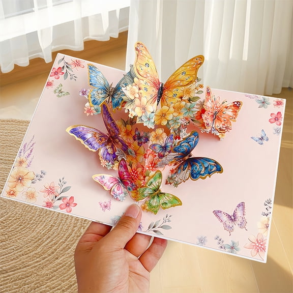 Pop Up Birthday Card, Butterfly Waltz 3D Birthday Greeting Card with Envelope for Birthday, Anniversary, Thank You, Thinking of You, for Women, Wife, Grandma, Daughter, Son, Father