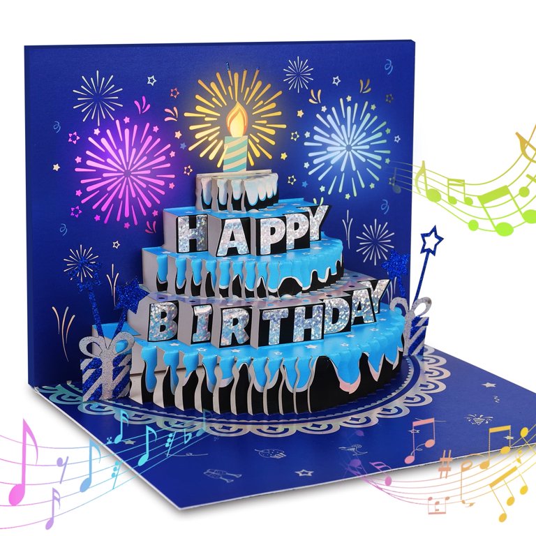 Flower Fireworks Greeting Card Pop Up Birthday Card With Lights & Music ...