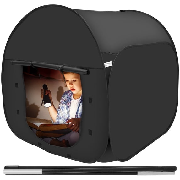 Pop up Blackout Calming Tent With 2 Windows Easy to Set Up Foldable Calm down Black Tent Comfortable Accommodate 1 to 2 People Calm Corner Tent for Kids