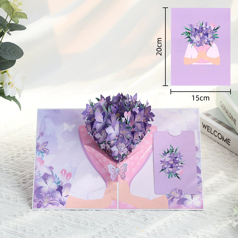 Pop Up Blossom Flower Bouquet Card, Forever-Blooming 3D Paper Flower ...