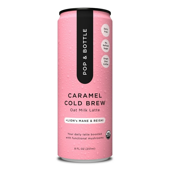 Pop & Bottle Caramel Oat Milk Latte with Lion's Mane and Reishi, Organic, 8 fl oz