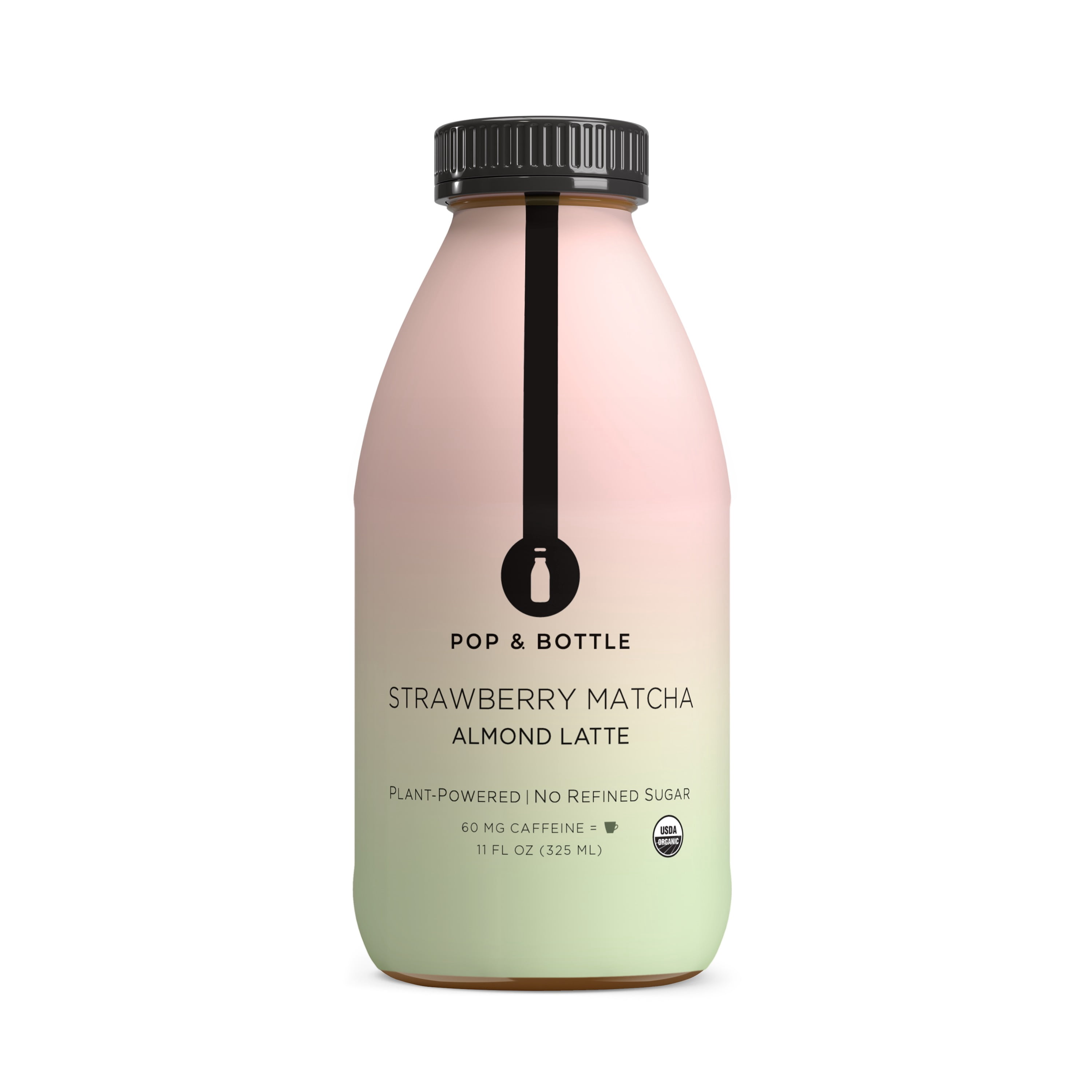 Pop & Bottle Strawberry Matcha Almond Latte with Plant-Based Milk, Refrigerated, 11 fl oz