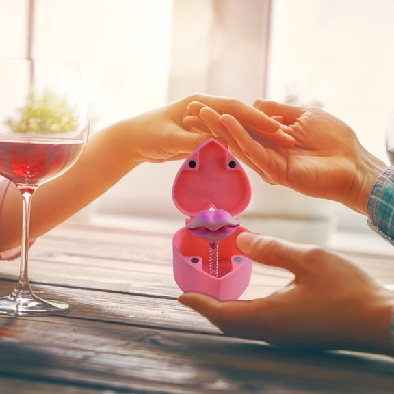 Pop Up Bouncing Heart Surprise Gift Box, Glossy Lip Print Reveal For Chocolates Rings Small Presents, Spring Loaded Mechanism, Magnetic Closure, Reusable Flirty Gift For Parties Or Date Nights