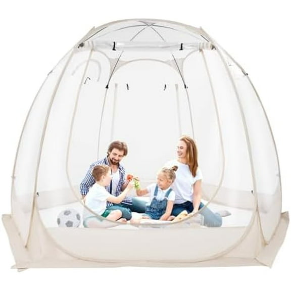 Pop up Bubble Tent | 10x10FT Portable Camping Screen House | Cold Protection Camping Tent | Weatherproof Clear Tent Shelter for 4-8 People | Storage Bags | with Double-Headed Zippers