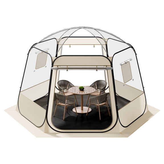 Pop Up Bubble Tent 11 x 10.2 Ft Clear Camping Dome Shelter Waterproof UV-Resistant Outdoor Igloo Tent with 540 Panoramic View Dual Windows for 8-10 Persons Patio Backyard Garden Use