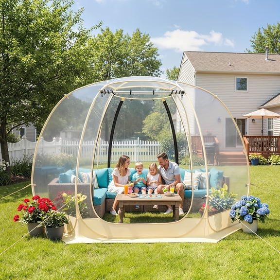 Pop Up Bubble Tent Instant Igloo Tent - Dome Camping Tent with Zippered Doors, Easy Setup for 4-6 Person Outdoor Shelter, Stargazing & Cold Weather, Backyard, for all-Weather Screen House (No)