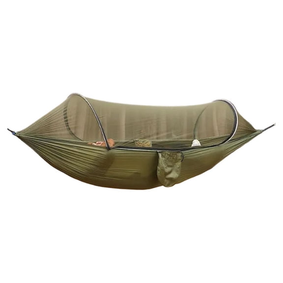 Pop Up Camping Hammock with Automatic Mosquito Net, Robust 2-Person Parachute Nylon Tree Bed, Sturdy Resilient Flexible Pole Canopy Swing, Floral Pattern, 660 lbs