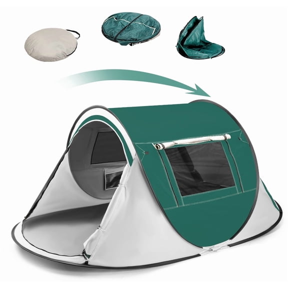 Pop Up Camping Tent, 1-3 Person Automatic Instant Tent, UPF50+ Waterproof PU2000MM Outdoor Tent with Mesh Windows, Portable Windproof Beach Tent for Camping, Picnic, Backyard
