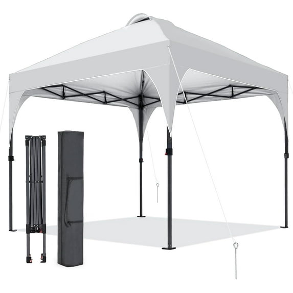Pop Up Canopy, 8x8 FT Instant Outdoor Canopy Tent with Carrying Bag, 3 Adjustable Heights - Portable for Event, Parties, Camping and More Outdoor Activities