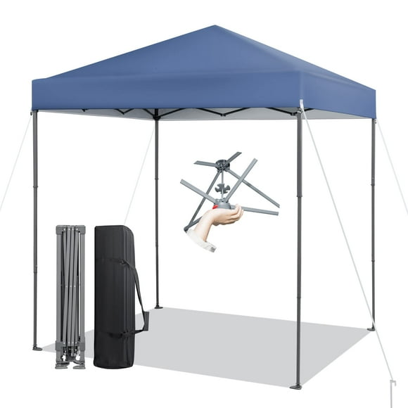 Pop Up Canopy Tent 6.6x6.6 Ft, Quick 1 Person Setup with Locking Hub, Waterproof Flame-Retardant Oxford Fabric for Outdoor Events Markets, 3 Height Adjustable, Blue