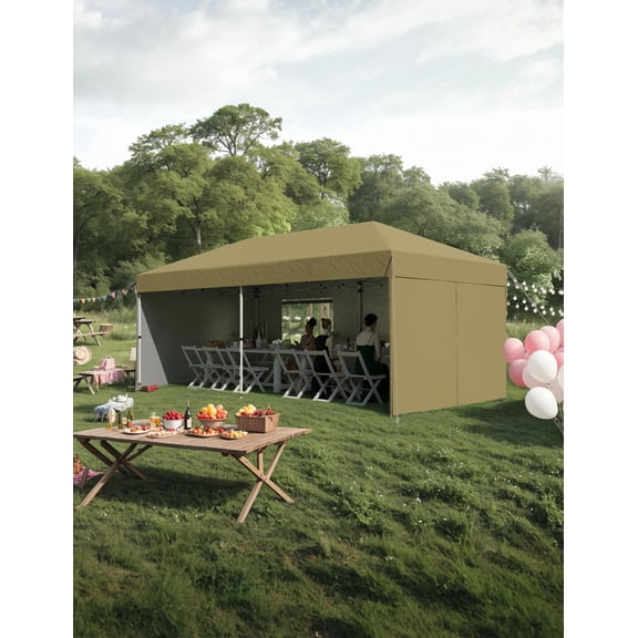 Pop Up Canopy Tent, Portable Instant Canopies Portable Event Gazebo with 4pcs Sidewalls, 12 Stakes & 6 Sandbags, Waterproof Outdoor Party Tent for Patio, Backyard,Wedding Party