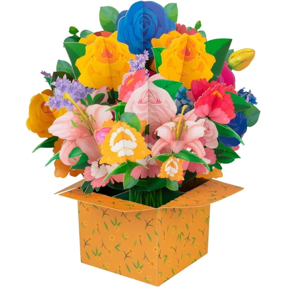 Pop Up Card, 3D Flower Bouquet Greeting Cards for Women with Note Card ...
