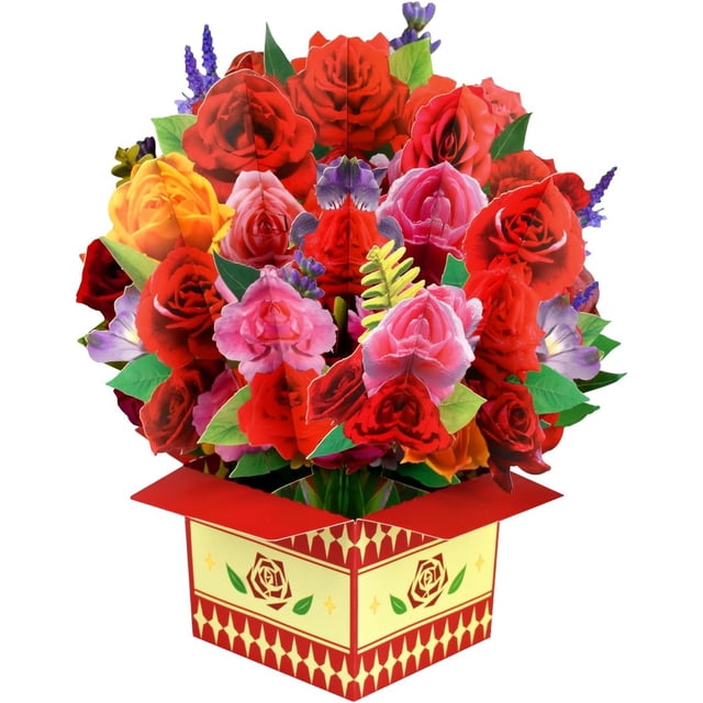 Pop Up Card, 3D Flower Bouquet Greeting Cards for Women with Note Card ...
