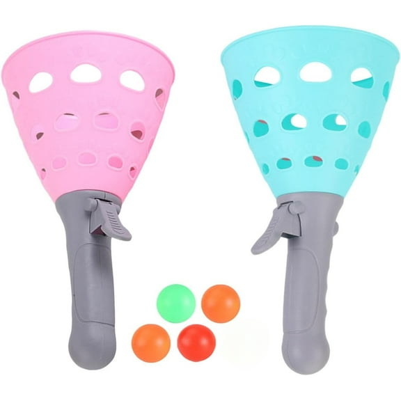 Pop and Catch Ball Game with 4 Balls and 2 Catch Launcher Baskets - Outdoor Indoor Game Activities, Easter Basket Stuffers Gifts Beach Sport Summer Beach Toys for Kids Ages 4 5 6 7 8 10 12+