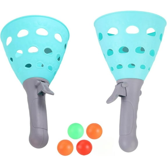 Pop and Catch Ball Game with 4 Balls and 2 Catch Launcher Baskets - Outdoor Indoor Game Activities, Easter Basket Stuffers Gifts Beach Sport Summer Beach Toys for Kids Ages 4 5 6 7 8 10 12+
