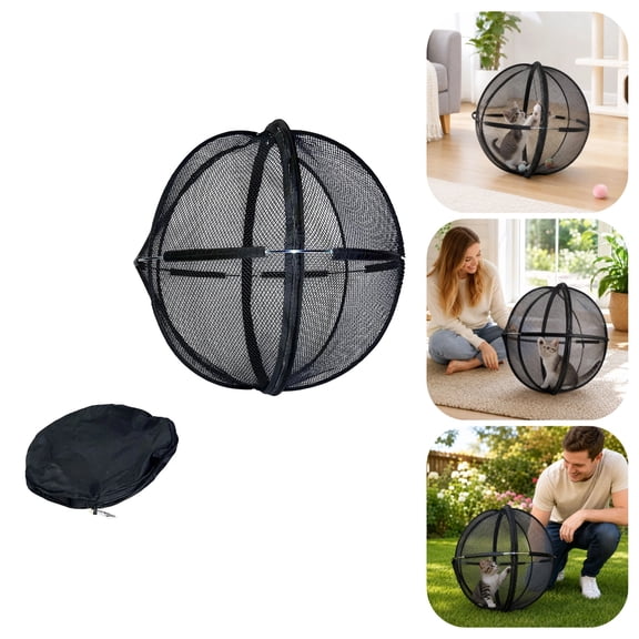 Pop Up Catio Outdoor Enclosure Exercise Ball,27" Cat Hamster Ball for Outside,Breathable Interactive Rolling Toy for Indoor & Outdoor Play, Durable Lightweight Cat Play Ball for Exercise & Enrichment