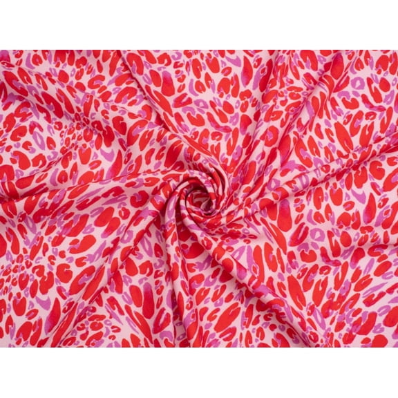Pop Cheetah Viscose Challis Fabric Minerva Exclusive Red - per yard