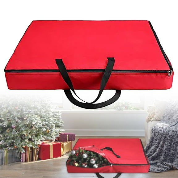 Pop Up Christmas Tree Storage Bag Large Storage Container Oxford Polyester Christmas Tree Bag with Handles and Zippers for Pop Up Xmas Decorations(30 x 30 x 4.5 Inch, Red)