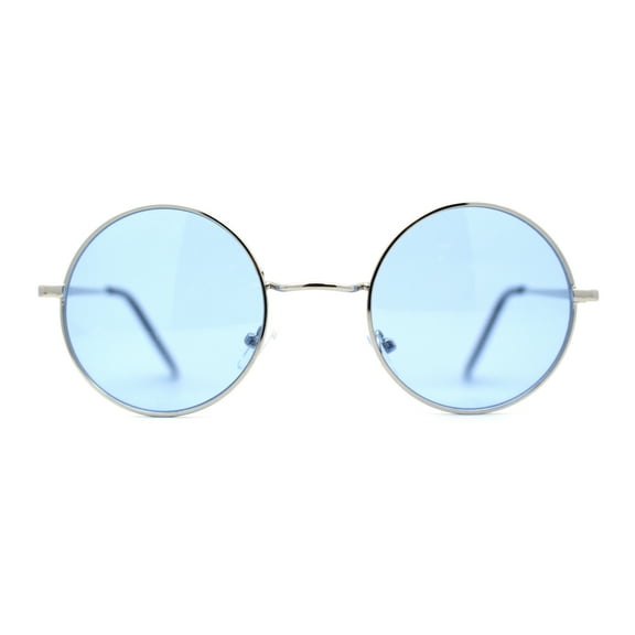 Pop Color Lens Iconic Hippie Round Circle Lens Metal Sunglasses Gold Mirror