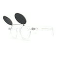 thumbnail image 1 of Pop Color Normcore Cool Hipster Flip Up Keyhole Round Sunglasses Clear Silver Black, 1 of 4