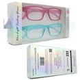 thumbnail image 1 of Pop Color Rectangle Blue Light Filtering Reading Glasses [Fuchsia Teal 2 pairs] +1.5, 1 of 5