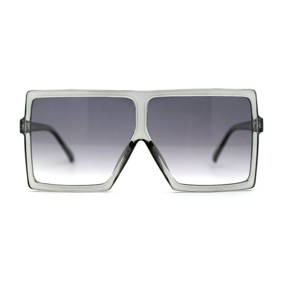 Pop Color Squared Rectangular Flat Top Mob Plastic Oversize Sunglasses Slate Smoke