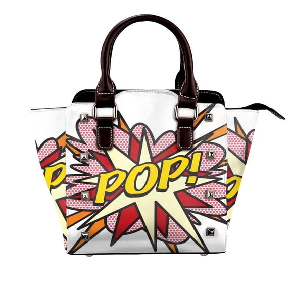 Pop Comic Book Pop Art Flash Cool Graphic Rivet Fashion One-Shoulder Women's Handbag Tote Bag