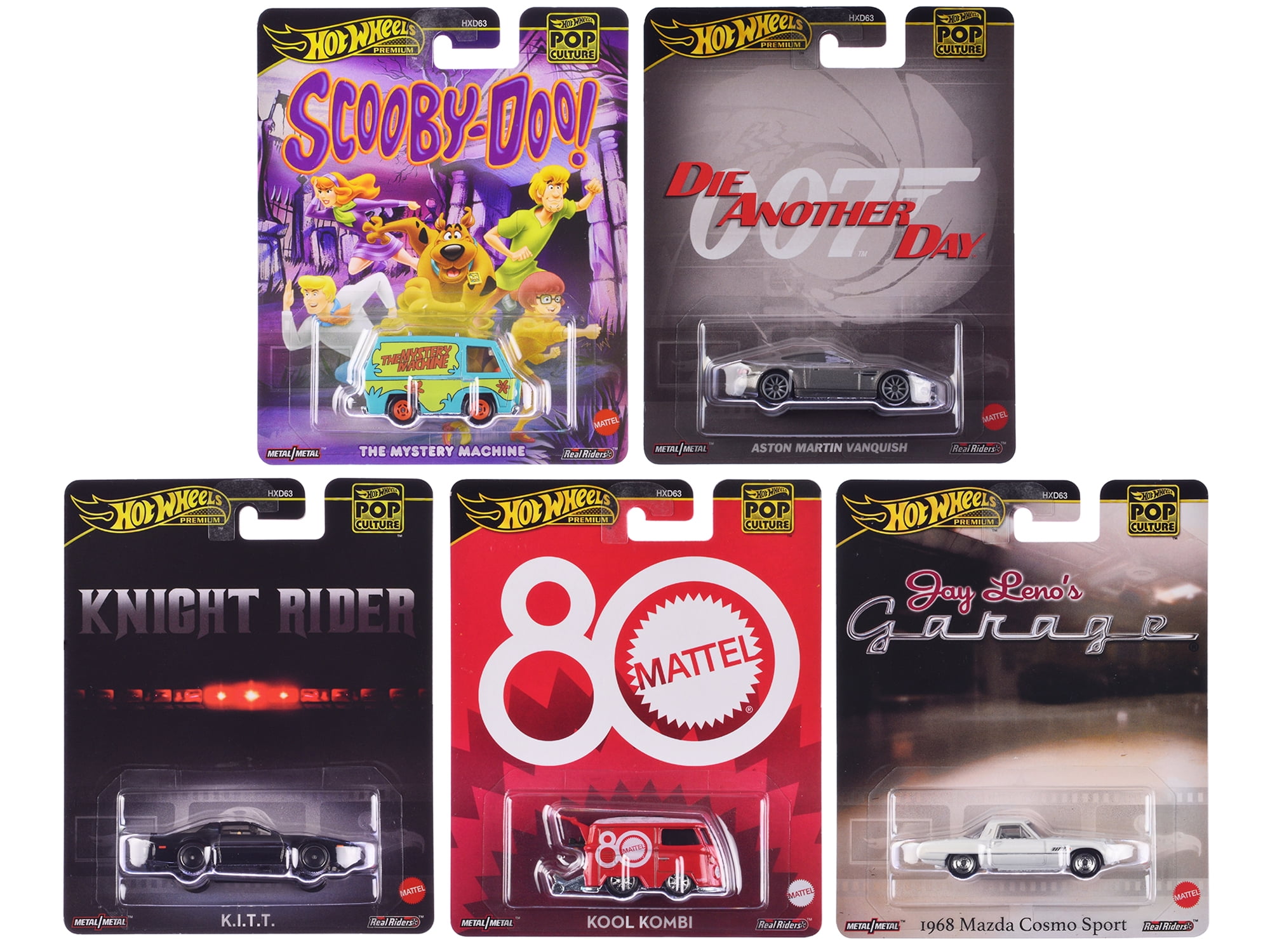 Pop Culture 2024 5 piece Set G "Premium Series" Diecast Model Cars by Hot Wheels