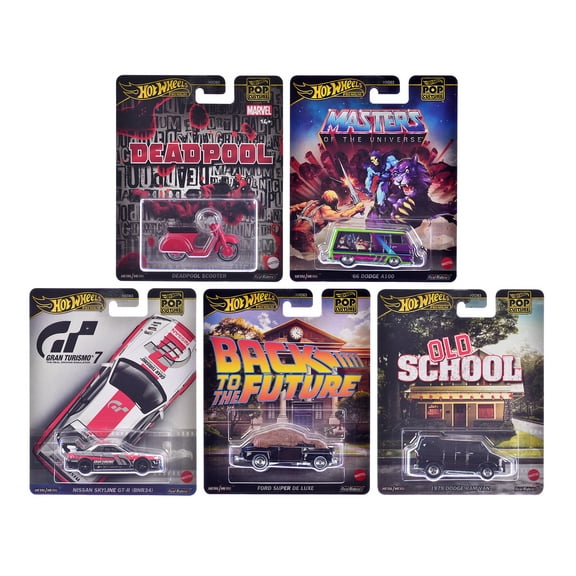 "Pop Culture 2025" 5 piece Set J "Premium Series" Diecast Model Cars by Hot Wheels