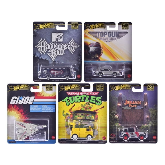 "Pop Culture 2025" 5 piece Set K "Premium Series" Diecast Model Cars by Hot Wheels