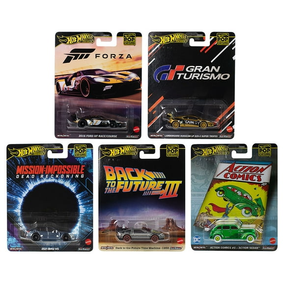 Pop Culture 2025 5 piece Set L "Premium Series" Diecast Model Cars by Hot Wheels