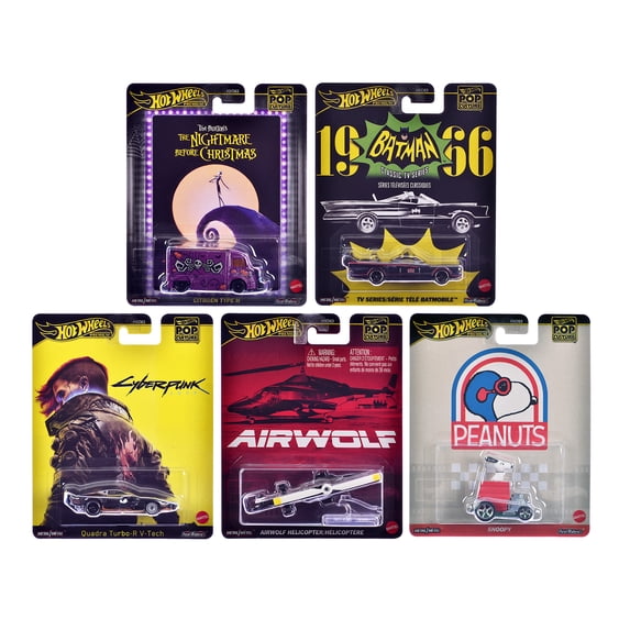 "Pop Culture 2025" 5 piece Set M "Premium Series" Die Cast Model Cars by Hot Wheels