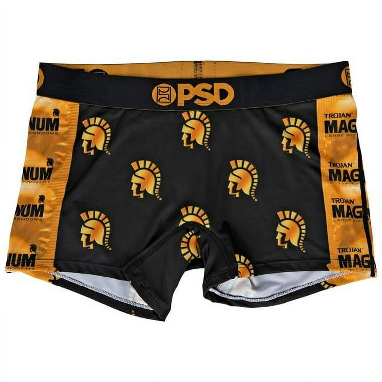 Pop Culture 848040-small Trojan Magnum Packaging Strip & Logo Boy Shorts PSD  Underwear - Small 