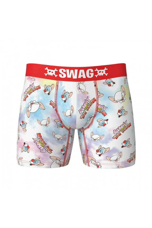 854707-small 28- Pinky & The Brain Tie Dye Swag Mens Boxer Briefs, Multi Color - Small 28-30