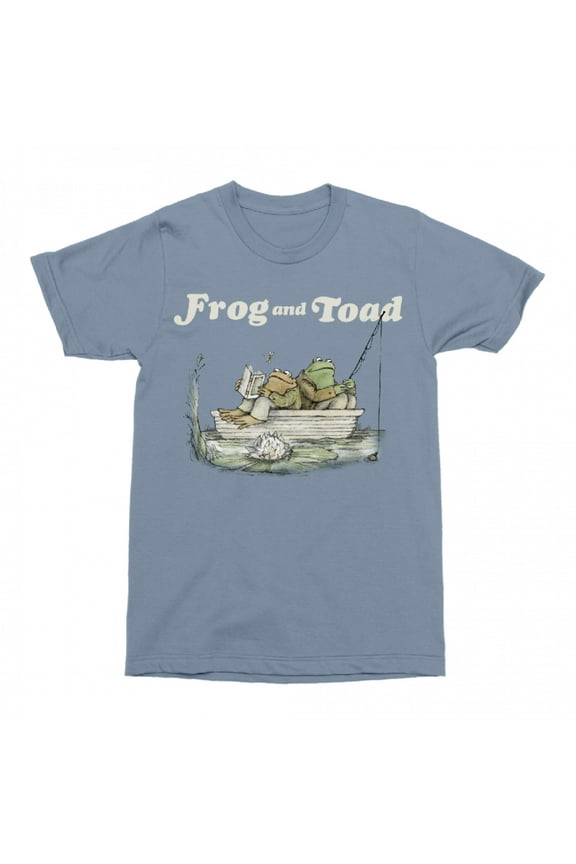 Frog & Toad Fishing & Reading T-Shirt, Blue - Large