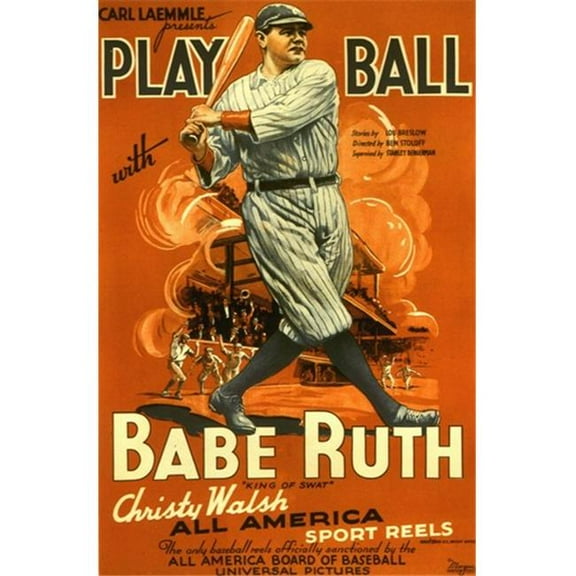 Pop Culture Graphics MOV174199 Play Ball with Babe Ruth Movie Poster, 11 x 17