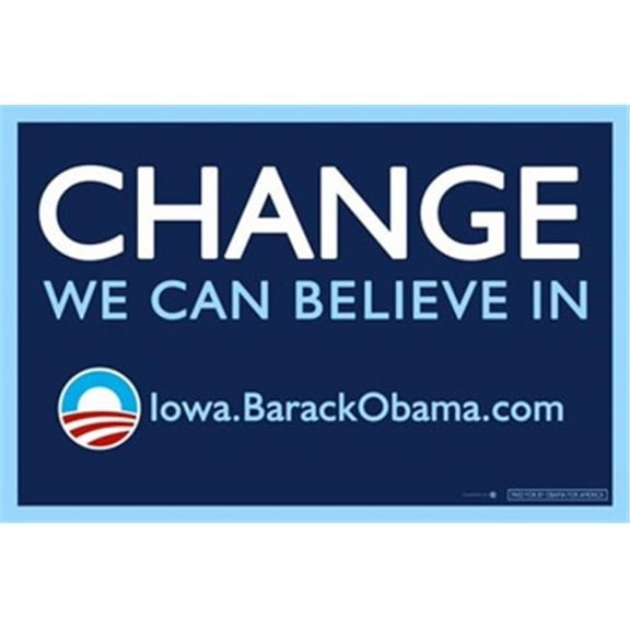 Barack Obama - (Change  Iowa) Campaign Poster Movie Poster (17 x 11)