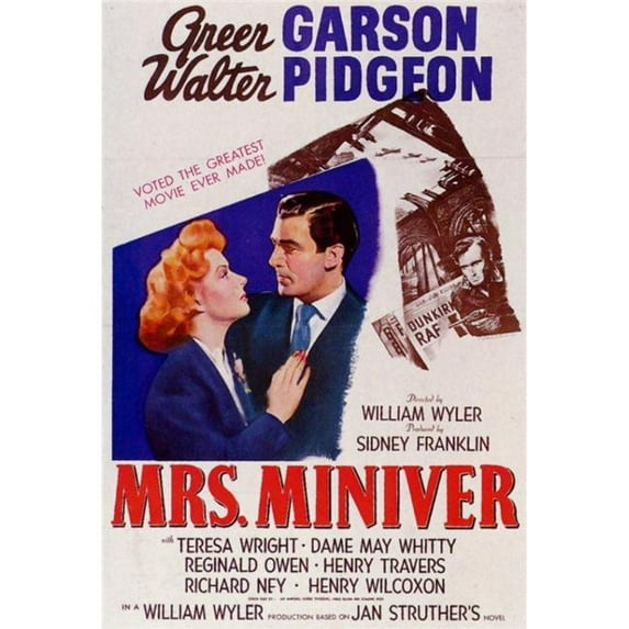 Pop Culture Graphics MOVCF1305 Mrs. Miniver Movie Poster Print, 27 x 40