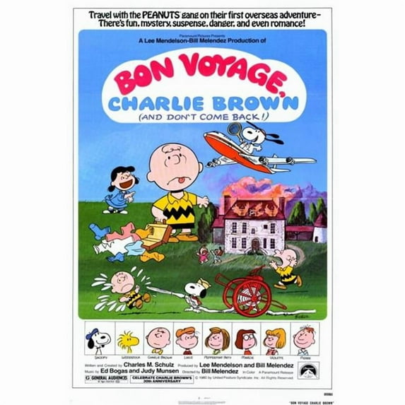 Pop Culture Graphics MOVCF4425 Bon Voyage Charlie Brown Movie Poster Print, 27 x 40
